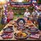 100PCS 250th Anniversary Patriotic Tableware Set for 25 Guests – Red, White & Blue Disposable Plates, Napkins & Forks for 2026 Independence Day, Memorial Day & Military Celebrations (USA-Themed Decor)